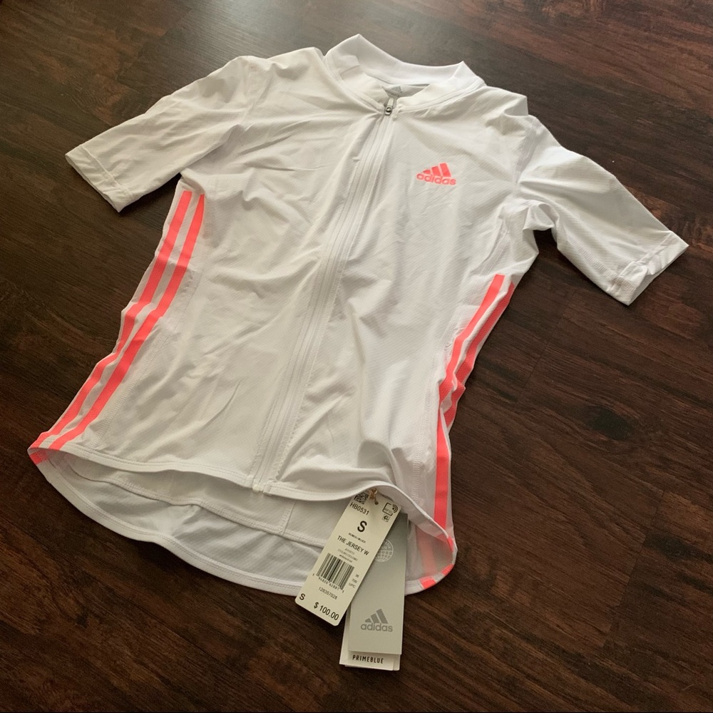 Adidas White Short Sleeve Cycling Jersey Women’s